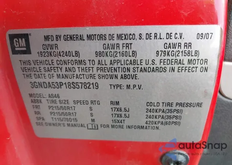 2008 Chevrolet Hhr Lt from USA, damaged, VIN 3GNDA53P18S578219